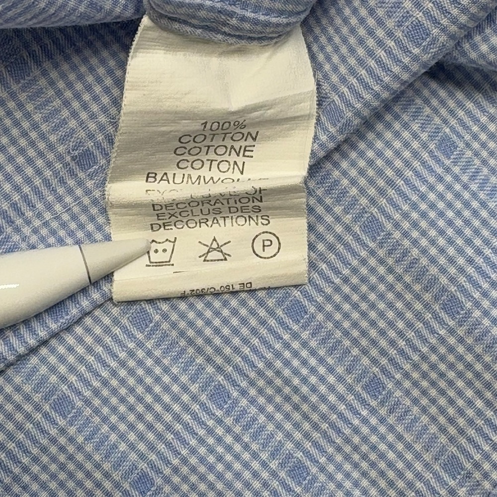 Robert Graham Long Sleeve Shirt Mens XL* Light Blue Check Spread Collar Snap - Picture 13 of 14
